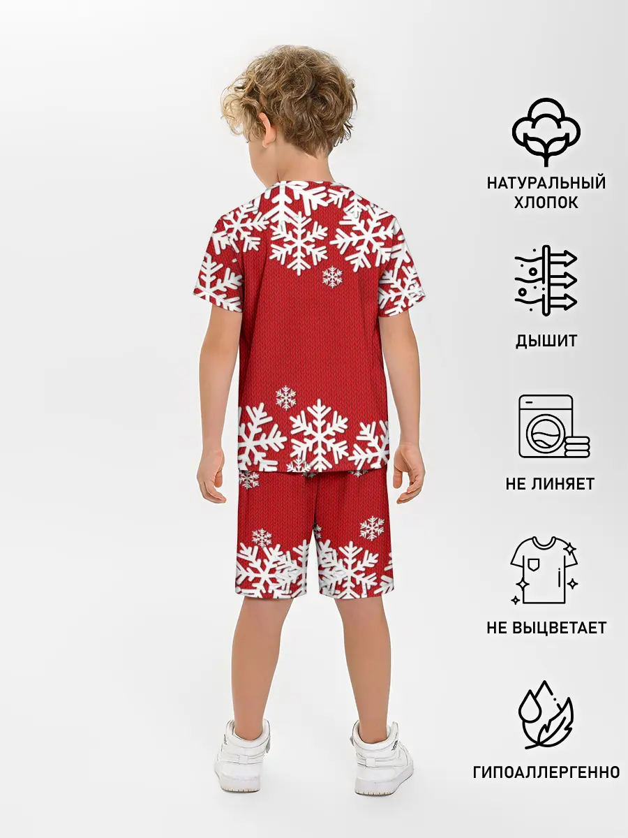 Детская пижама с шортами / Снежинки