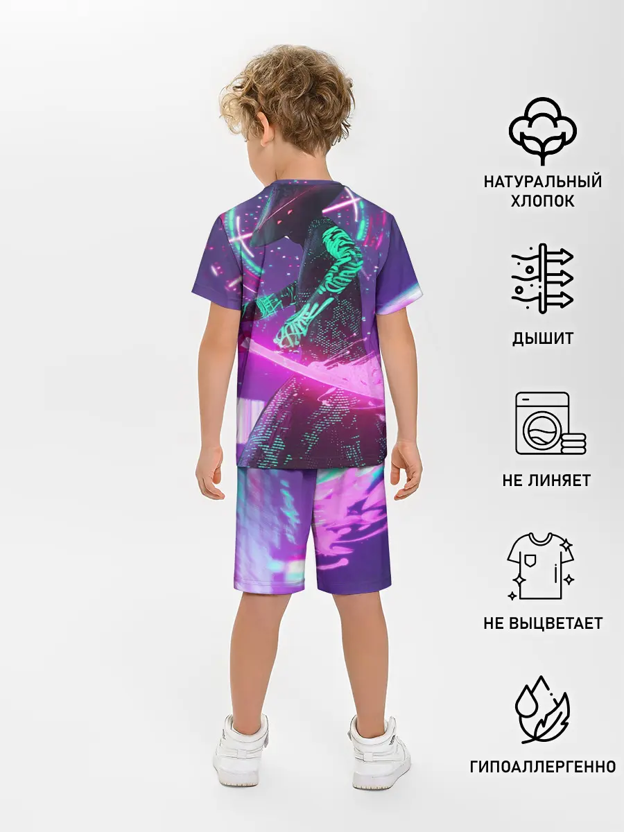 Детская пижама с шортами / Неоновый Самурай
