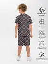 Детская пижама с шортами / Темный серый узор в клетку