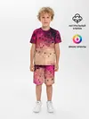 Детская пижама с шортами / Бежево-малиновый абстрактный