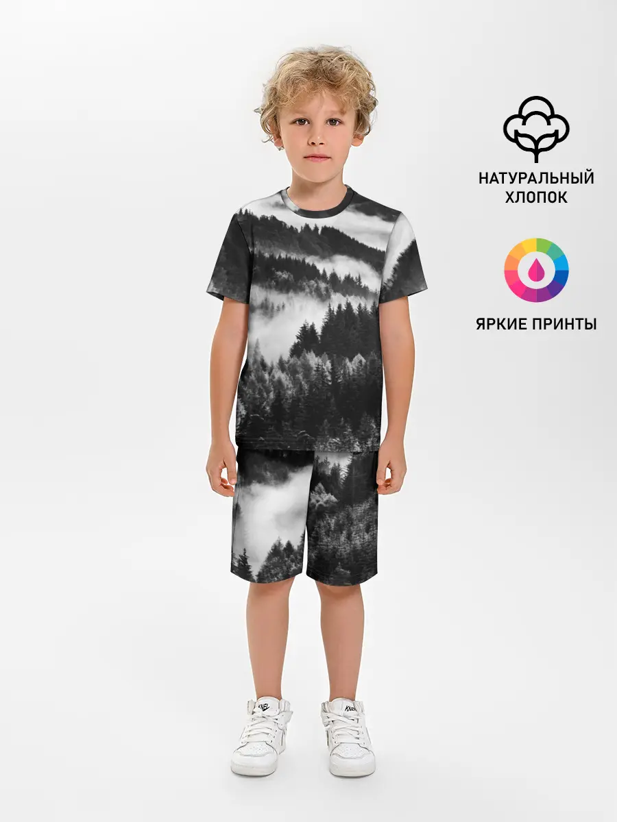 Детская пижама с шортами / ТУМАННЫЙ ЛЕС / МРАЧНЫЙ ЛЕС