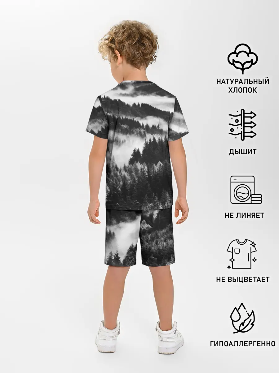 Детская пижама с шортами / ТУМАННЫЙ ЛЕС / МРАЧНЫЙ ЛЕС