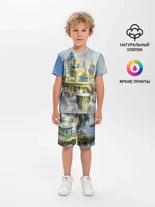 Детская пижама с шортами / Город в небе