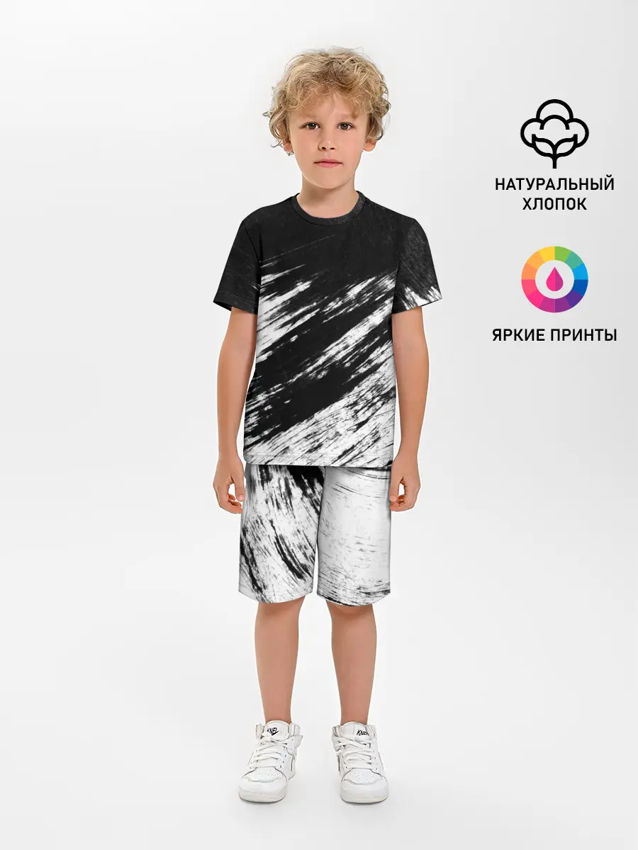 Детская пижама с шортами / abstraction black&white