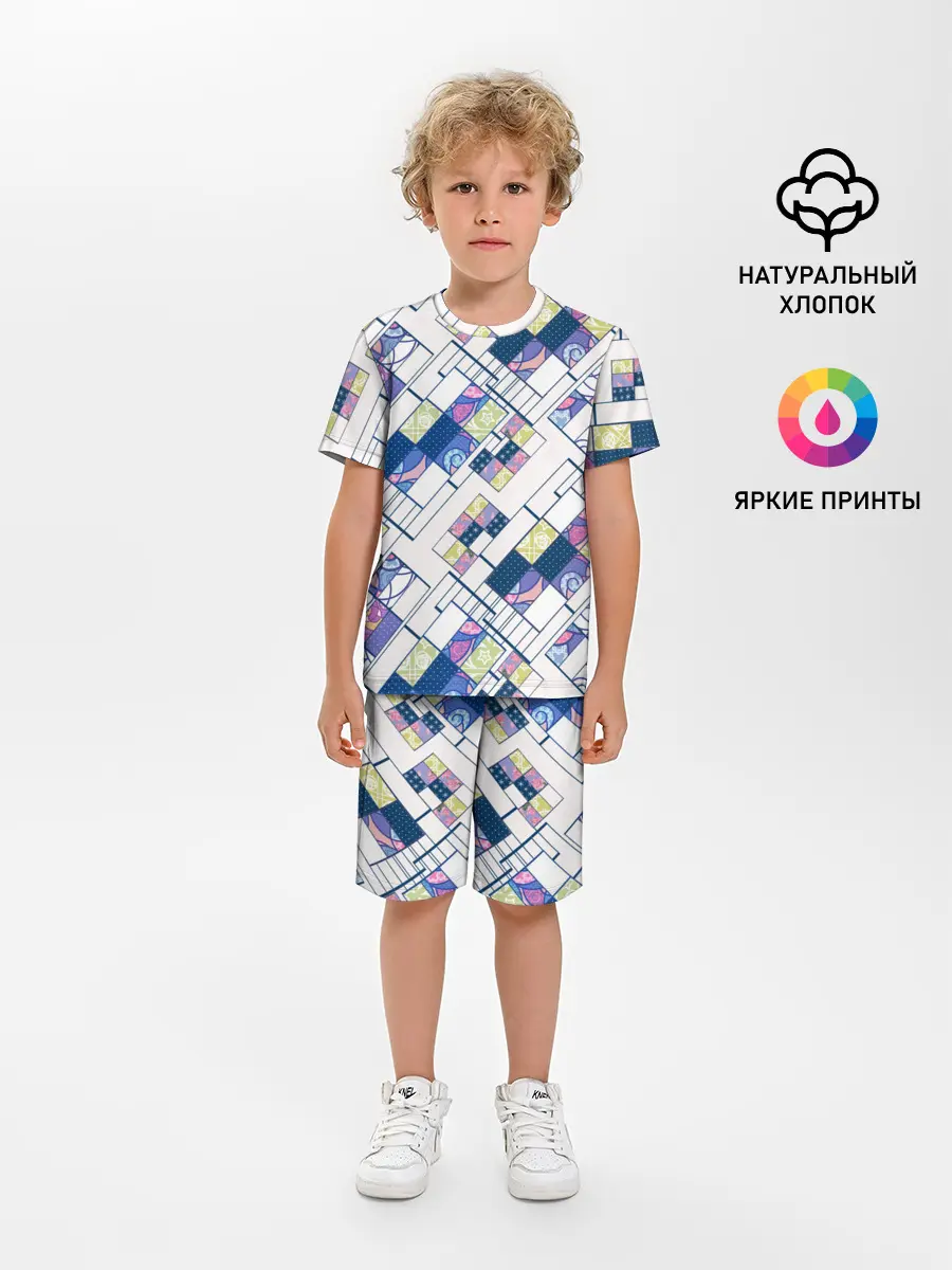 Детская пижама с шортами / Этнический узор пэчворк