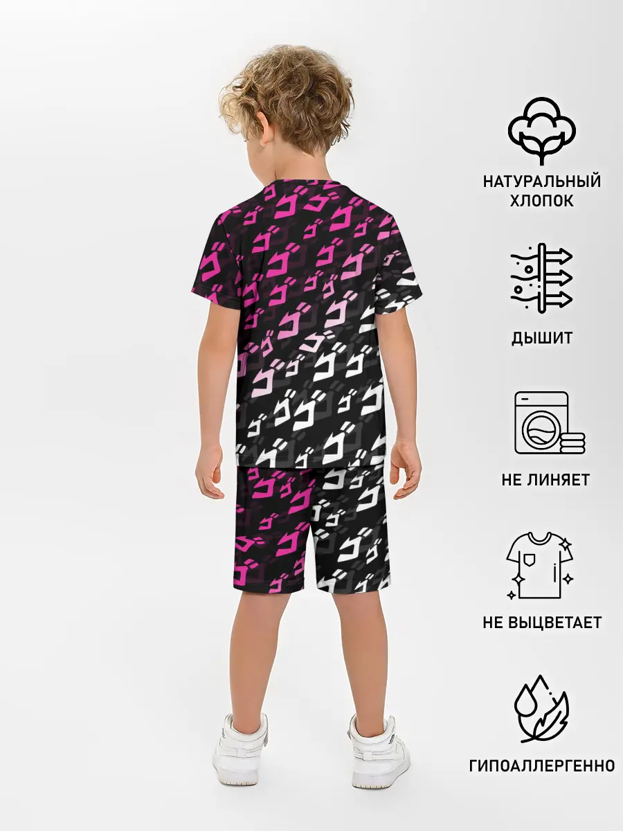 Детская пижама с шортами / Розовобелый паттерн джоджо