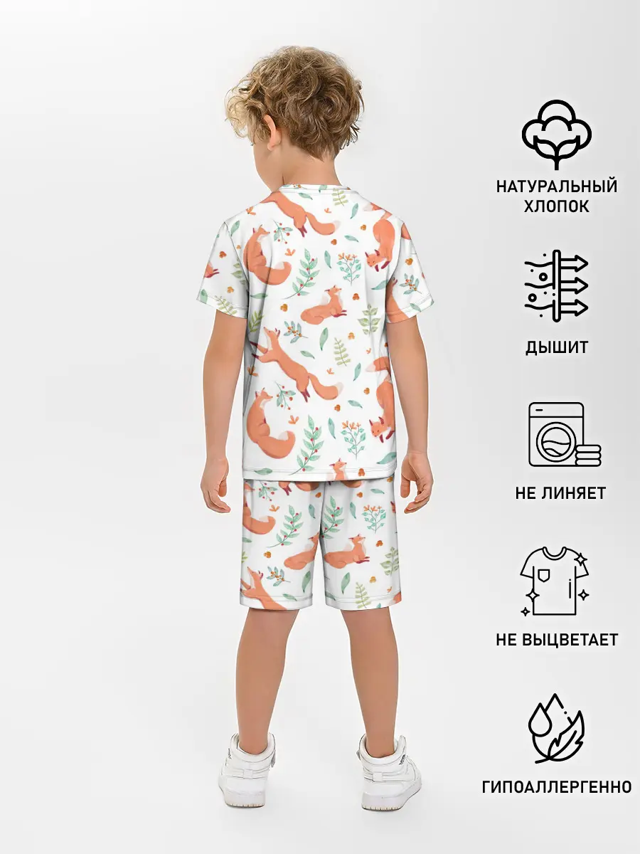 Детская пижама с шортами / Акварельные лисички