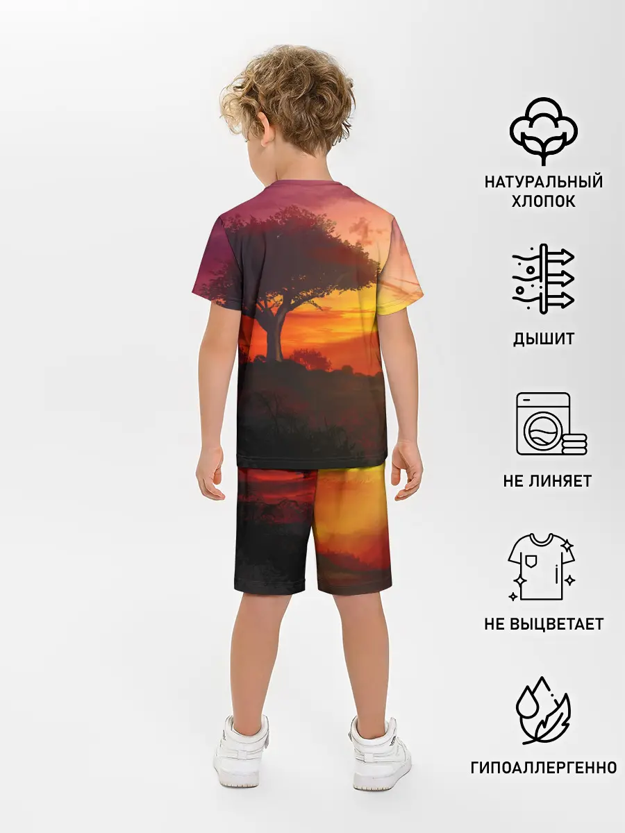 Детская пижама с шортами / СОЛНЦЕ НАД АФРИКОЙ