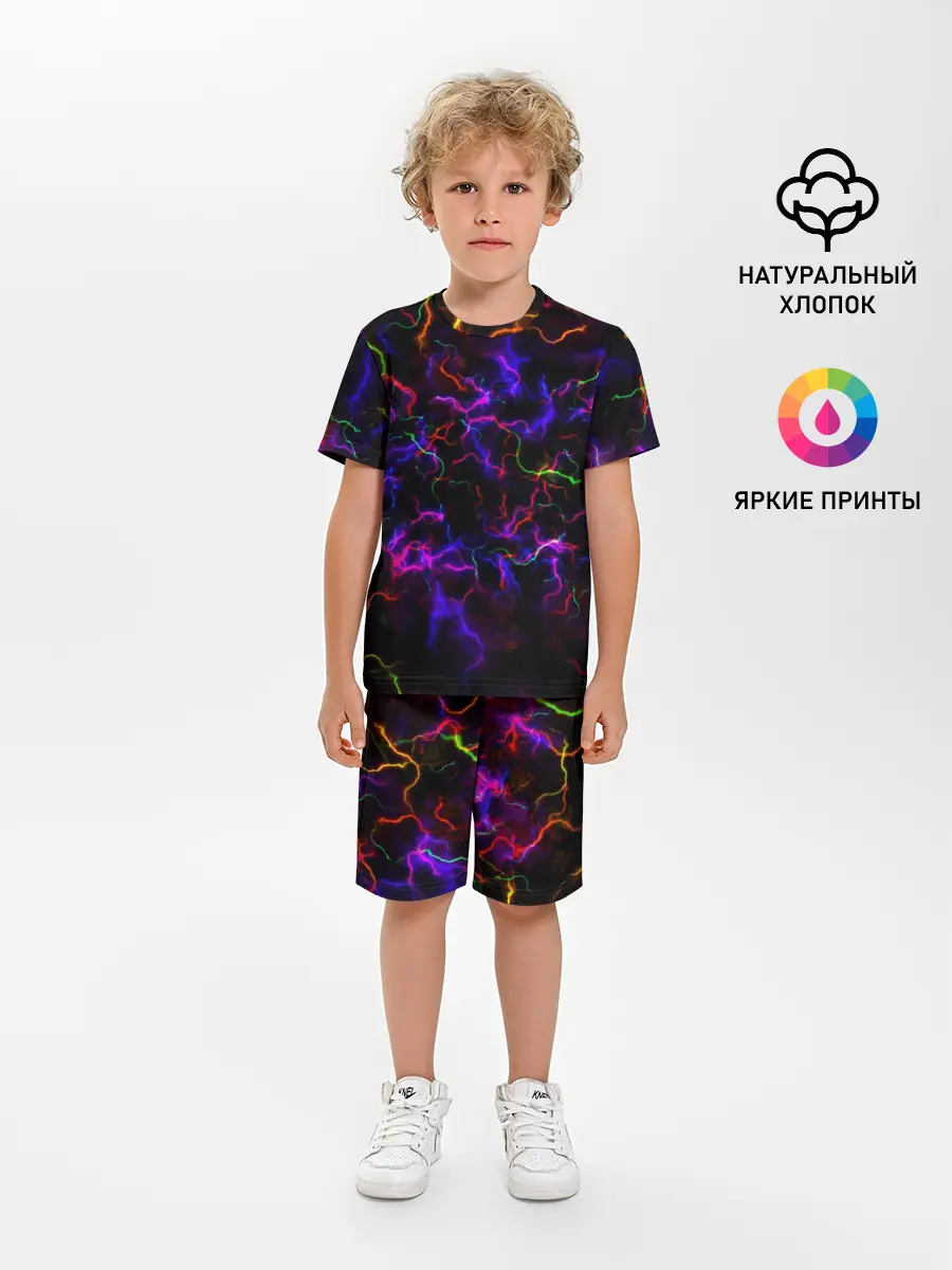 Детская пижама с шортами / Ночное Грозовое Небо