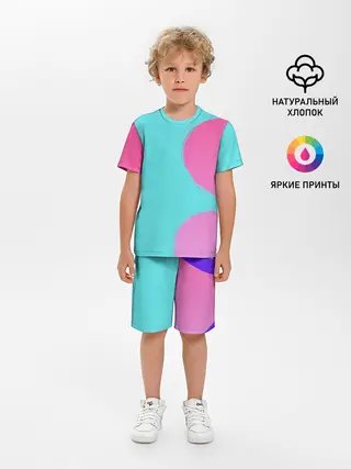 Детская пижама с шортами / Розово-голубой градиент