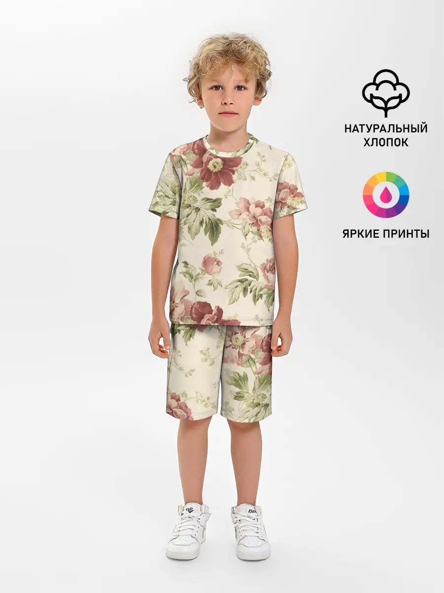 Детская пижама с шортами / Цветы