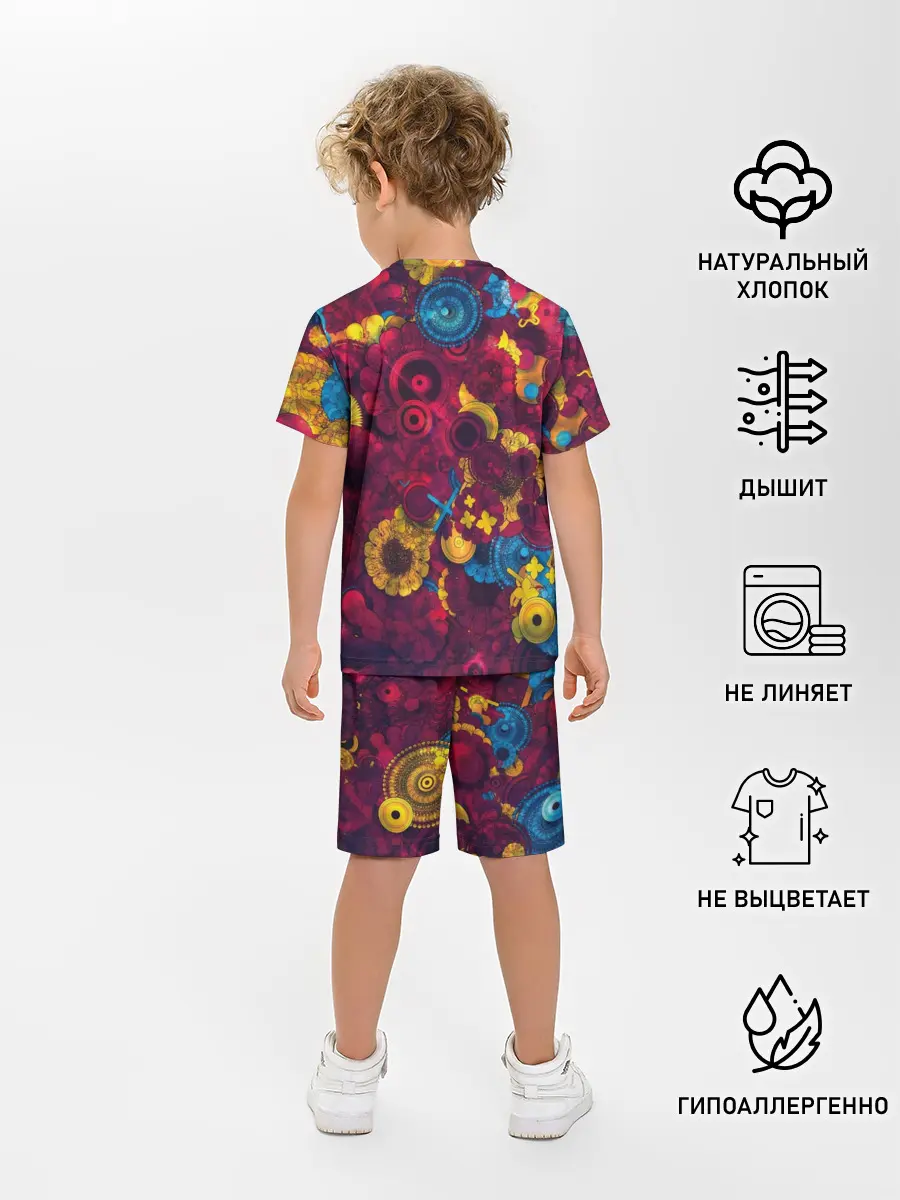 Детская пижама с шортами / Цветы - шестеренки
