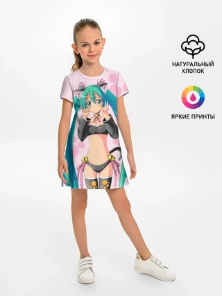 Детское платье / Хатсуне Мику на розовом фоне