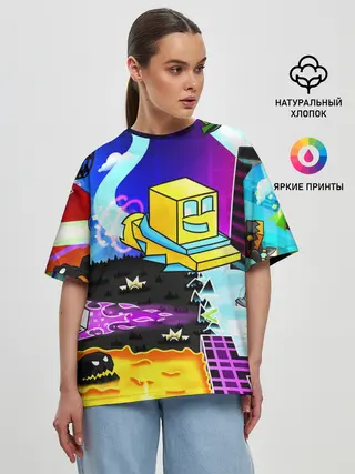 Женская футболка оверсайз / GEOMETRY DASH / ГЕОМЕТРИ ДАШ