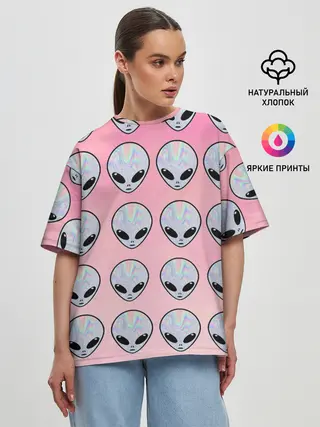 Женская футболка оверсайз / Гламурные пришельцы