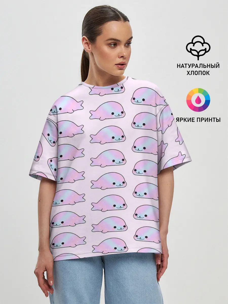 Женская футболка оверсайз / Нерпы