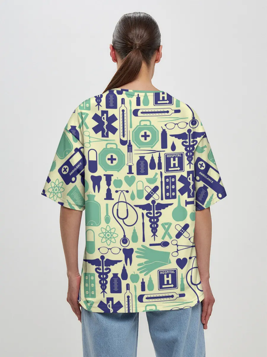 Женская футболка оверсайз / Медицина | Паттерн