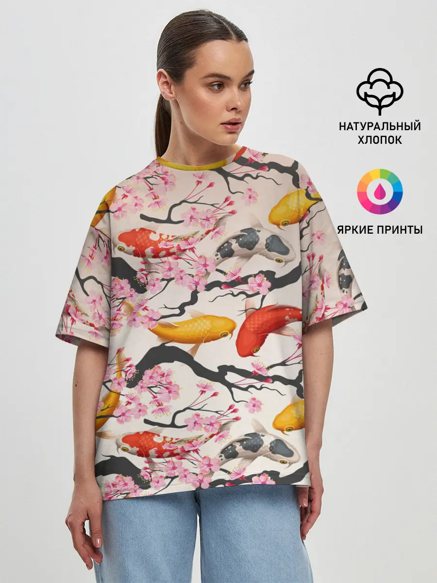 Женская футболка оверсайз / Рыбы
