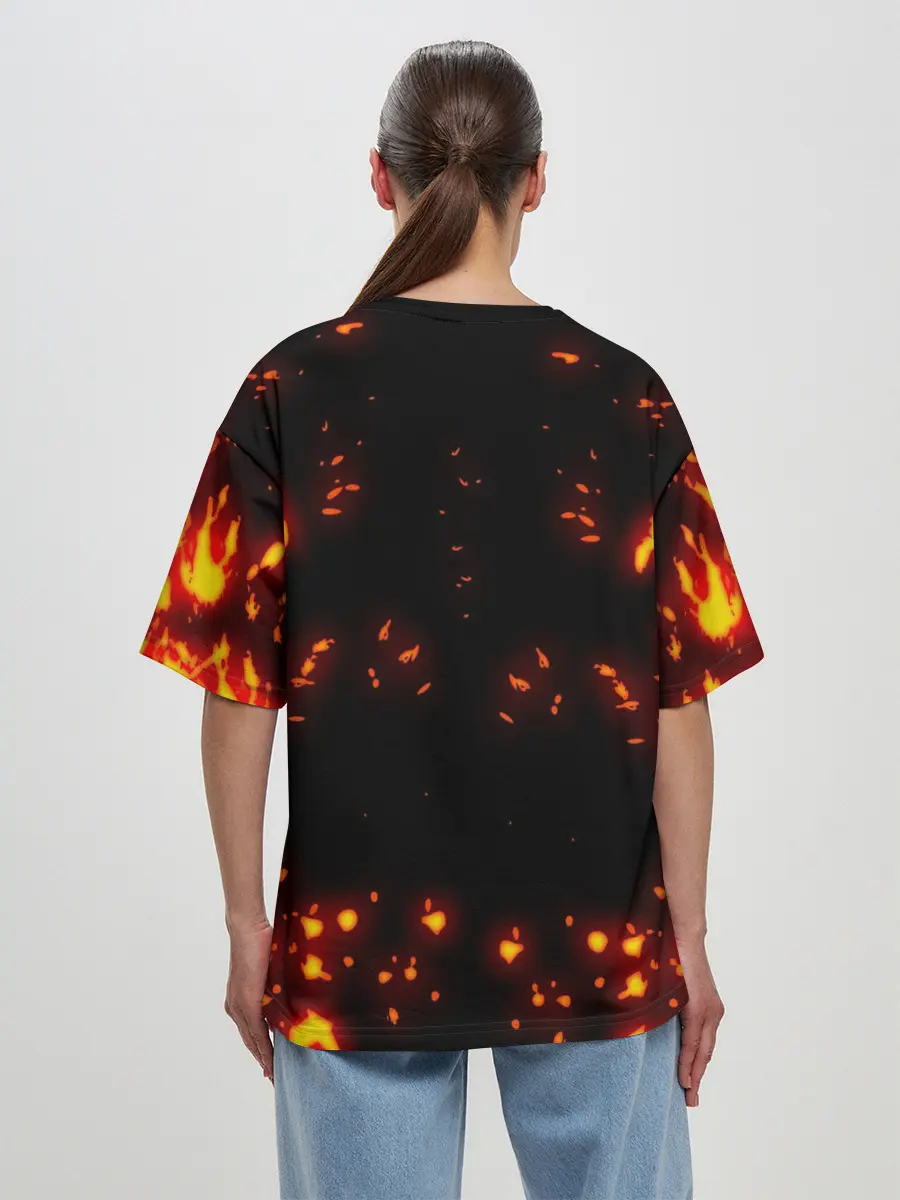 Женская футболка оверсайз / BITCOIN / БИТКОИН / ОГОНЬ