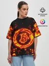 Женская футболка оверсайз / BITCOIN / БИТКОИН / ОГОНЬ