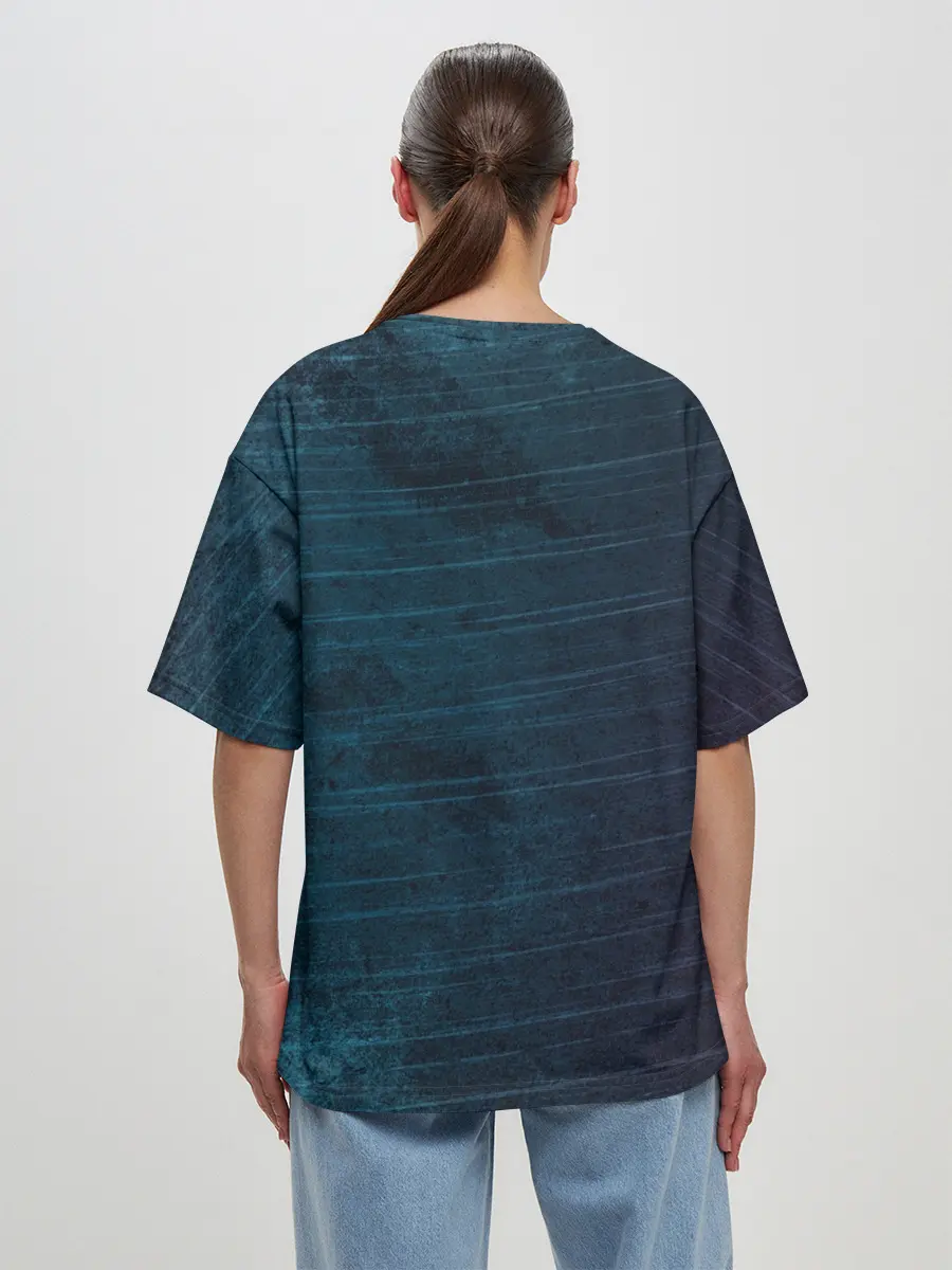 Женская футболка оверсайз / Texture. Blue Ripples
