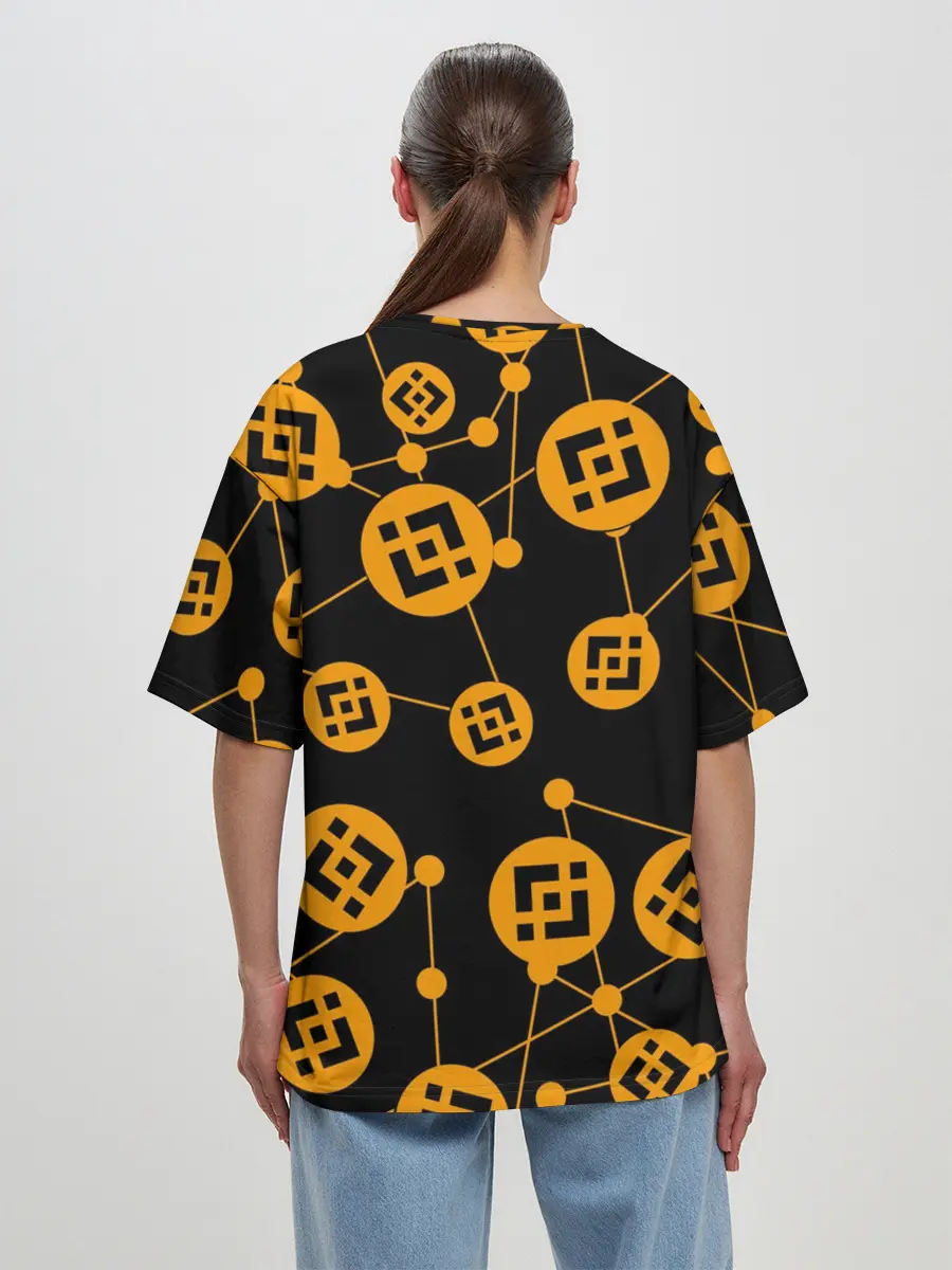 Женская футболка оверсайз / BINANCE / БИНАНС / УЗОР