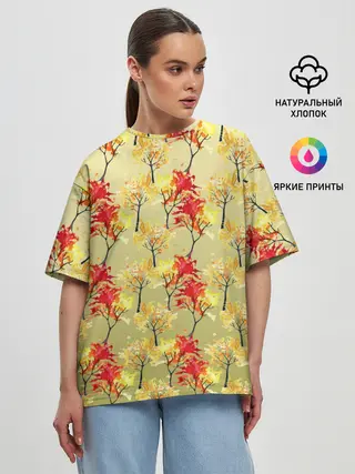 Женская футболка оверсайз / самый осенний принт