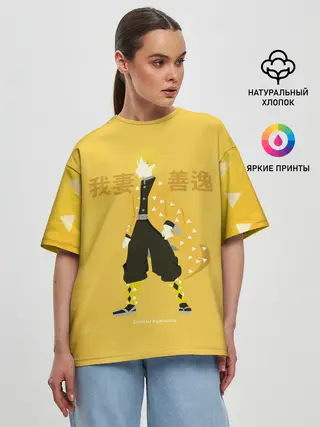 Женская футболка оверсайз / Zenitsu Agatsuma Kimetsu no Yaiba