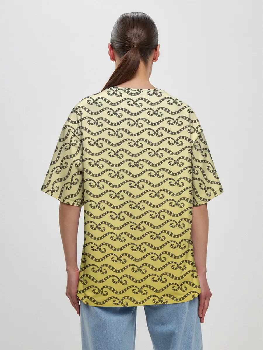 Женская футболка оверсайз / рисованный узор усы червячки