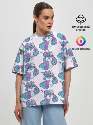 Женская футболка оверсайз / Пони узор