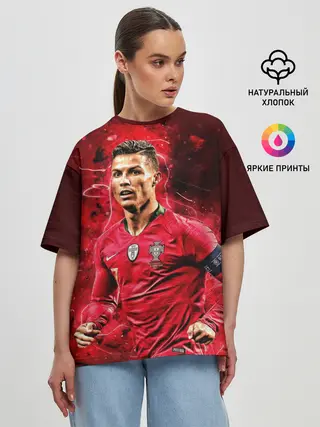 Женская футболка оверсайз / Криштиану Роналду