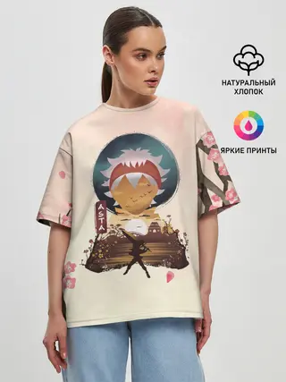 Женская футболка оверсайз / АСТА сакура | Black Clover