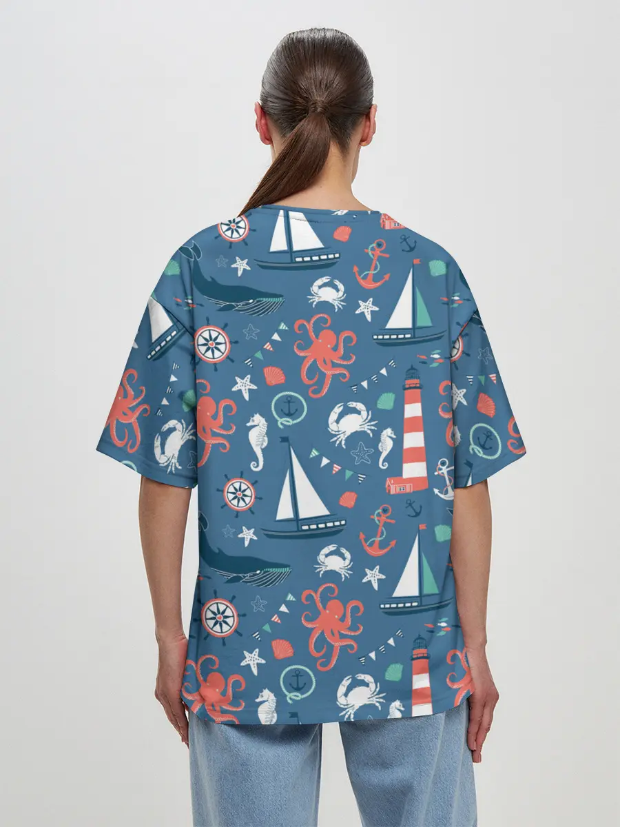 Женская футболка оверсайз / Морские жители