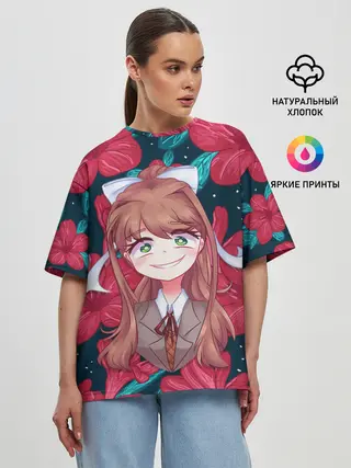 Женская футболка оверсайз / Моника в цветах