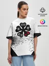 Женская футболка оверсайз / Чёрный клевер с иероглифами