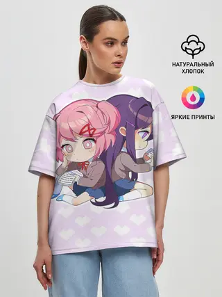 Женская футболка оверсайз / Chibi Natsuki and Yuri