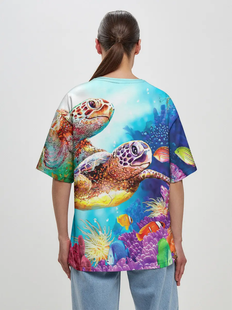 Женская футболка оверсайз / Морские черепахи
