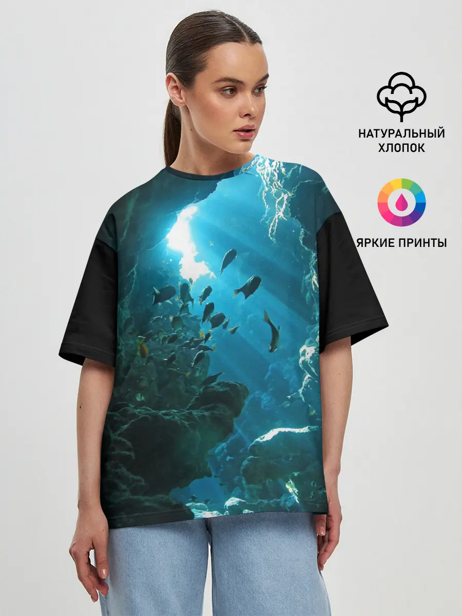 Женская футболка оверсайз / Коралловые рыбки