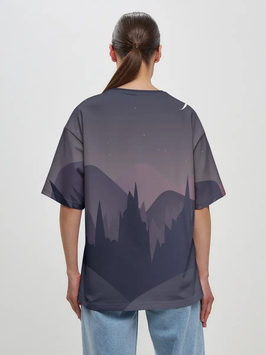 Женская футболка оверсайз / night forest