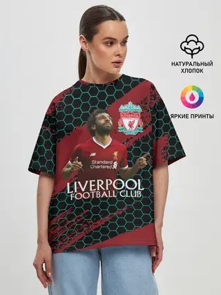 Женская футболка оверсайз / Liverpool: Мохамед Салах.