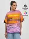 Женская футболка оверсайз / Закат на пляже