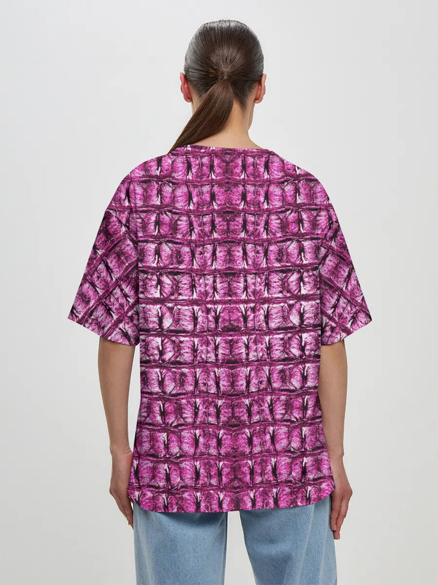 Женская футболка оверсайз / Pink Alligator