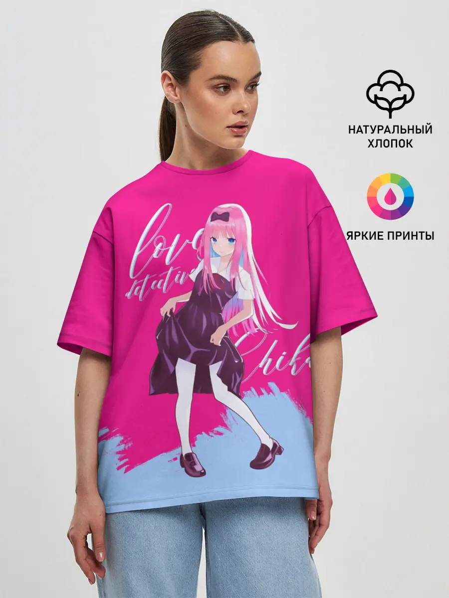 Женская футболка оверсайз / Love detective Chika