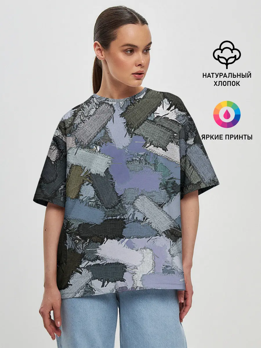Женская футболка оверсайз / Patchwork