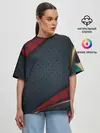 Женская футболка оверсайз / 3D Dark red & black