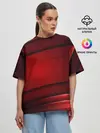 Женская футболка оверсайз / 3D red Абстрактные линии