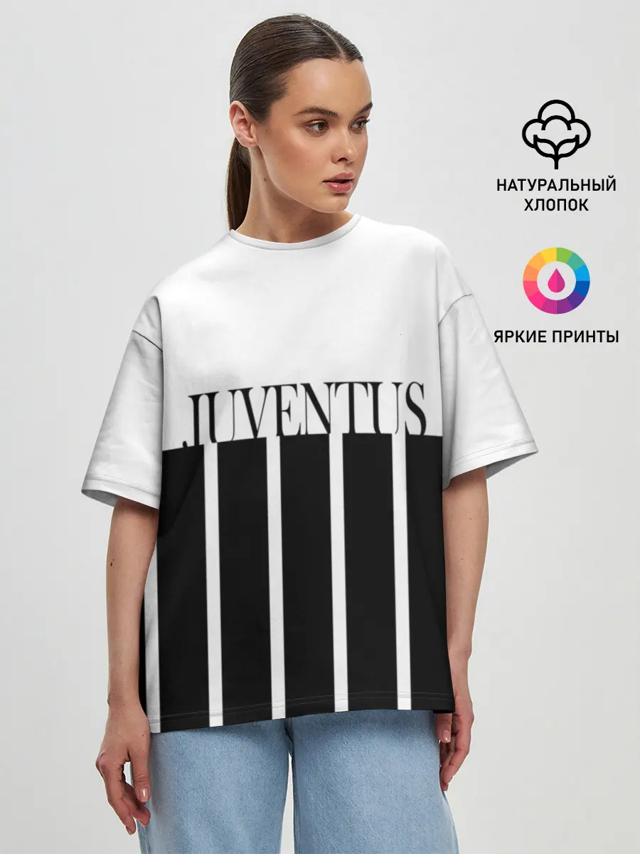 Женская футболка оверсайз / Juventus | Tee Black and White