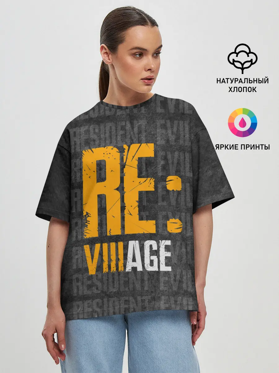 Женская футболка оверсайз / RE VILLAGE | ДЕРЕВНЯ ОБИТЕЛЬ ЗЛА