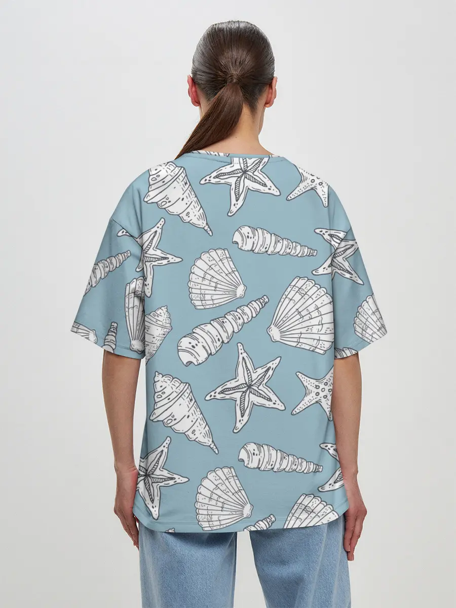 Женская футболка оверсайз / Морские обитатели