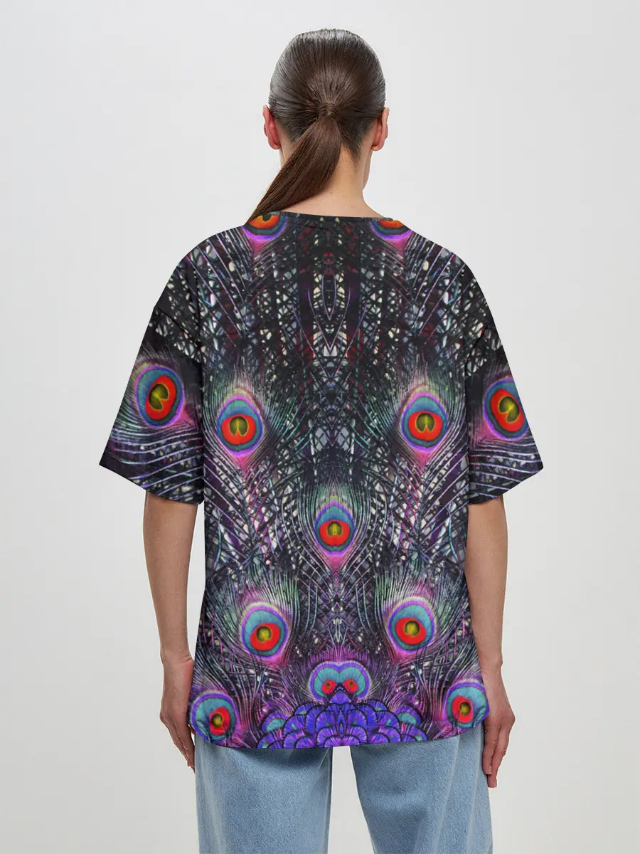 Женская футболка оверсайз / Павлин